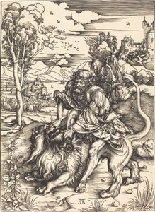 Sansone che lotta con il leone da Albrecht Dürer